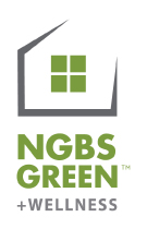 NGBS Green + Wellness logo with white background and green/ white lettering. 